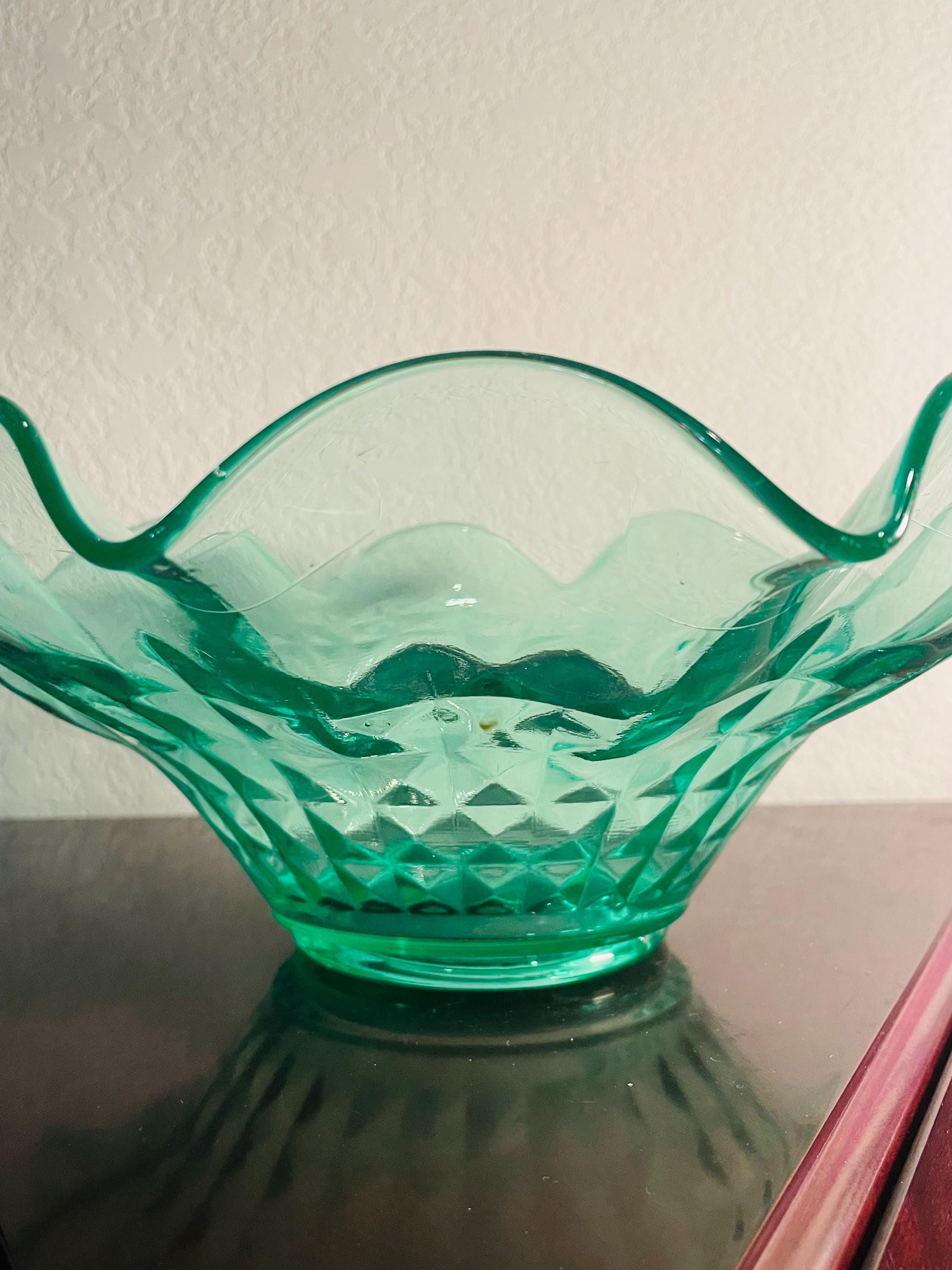 Buy Large Glass Depression Green Bowl Online In India India