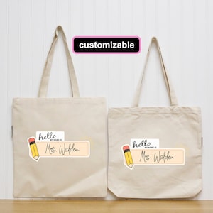 Sacs fourre-tout pour enseignant, Cartable pour la rentrée des classes, Sac fourre-tout personnalisé, Sac fourre-tout avec prénom personnalisé, Sac prénom personnalisé, Prénom personnalisé, Sacs fourre-tout, Sac en toile