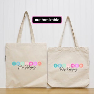 Sacs fourre-tout pour enseignant, Cartable pour la rentrée des classes, Sac fourre-tout personnalisé, Sac fourre-tout avec prénom personnalisé, Sac prénom personnalisé, Prénom personnalisé, Sacs fourre-tout, Sac en toile