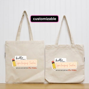 Sacs fourre-tout pour enseignant, Cartable pour la rentrée des classes, Sac fourre-tout personnalisé, Sac fourre-tout avec prénom personnalisé, Sac prénom personnalisé, Prénom personnalisé, Sacs fourre-tout, Sac en toile