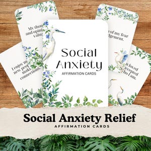 Tarjetas de Afirmaciones para la Ansiedad Social, Habilidades de Afrontamiento, Estrategias para Calmar el Estrés, Afirmaciones Diarias, Pensamiento Positivo, Alivio de la Ansiedad, Garzas