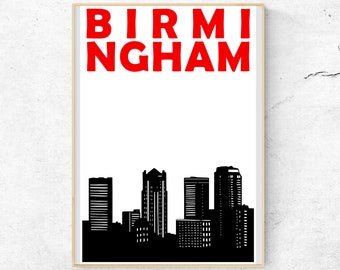 Birmingham Print, Arte de Alabama, Birmingham Skyline, Regalo de bienvenida, Impresión de la ciudad, Cartel de Birmingham, Regalo de Birmingham