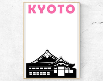 Kyoto Print, Japan City Art, Kyoto Poster, Kyoto Art, Japenese City Print, Housewarming Gift, Travel Memory Gift Japan, Kyoto City Print