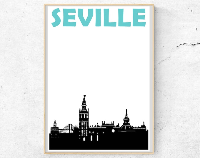 Seville Print, Spain Art, Sevilla Print, Seville Poster, Seville Spain, Seville Art, Spain Print, Spain Poster, Seville Wall Art, City Print