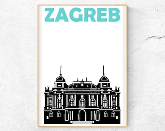 Zagreb Poster, Croatia Art, Zagreb Print, Croatia Print, Zagreb Art, Croatia Travel Print, Zagreb Wall Art, Zagreb Travel Poster, Hrvatska