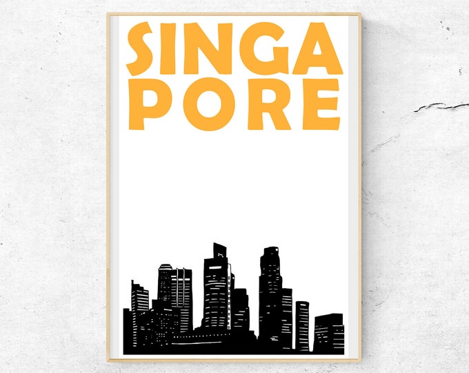 Singapore Print, Singapore Skyline, Singapore Art, Singapore Poster, Travel Memory Print, Best Friend Gift, Brother Gift, Sister Gift