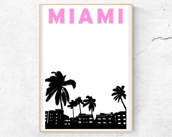 Miami Print, Miami Travel Print, Miami Poster, Miami Art, Florida Print, Miami Wall Art, Florida Art, Best Friend Gift, Miami City Art