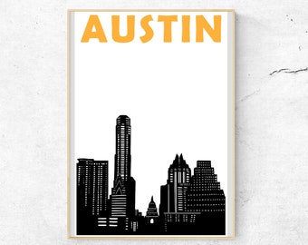 Austin Druck, Austin Skyline Kunstdruck, Austin Texas Druck, Austin Kunst, Austin TX Poster, Austin Poster, Texas Druck, Austin Texas Wandkunst