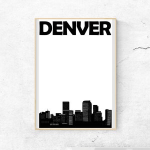 Impressão de Denver, Impressão artística do Colorado, Pôster do horizonte de Denver, Pôster de Denver, Arte de Denver, Arte da parede de Denver, Pôster do Colorado, Presente de inauguração