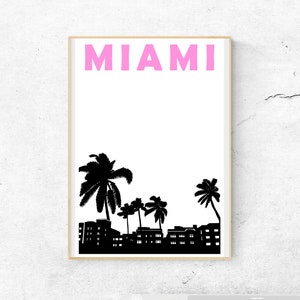 Miami Print, Miami Travel Print, Miami Poster, Miami Art, Florida Print, Miami Wall Art, Florida Art, Best Friend Gift, Miami City Art imagen 1