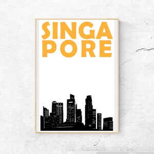 Singapore Print, Singapore Skyline, Singapore Art, Singapore Poster, Travel Memory Print, Best Friend Gift, Brother Gift, Sister Gift image 1