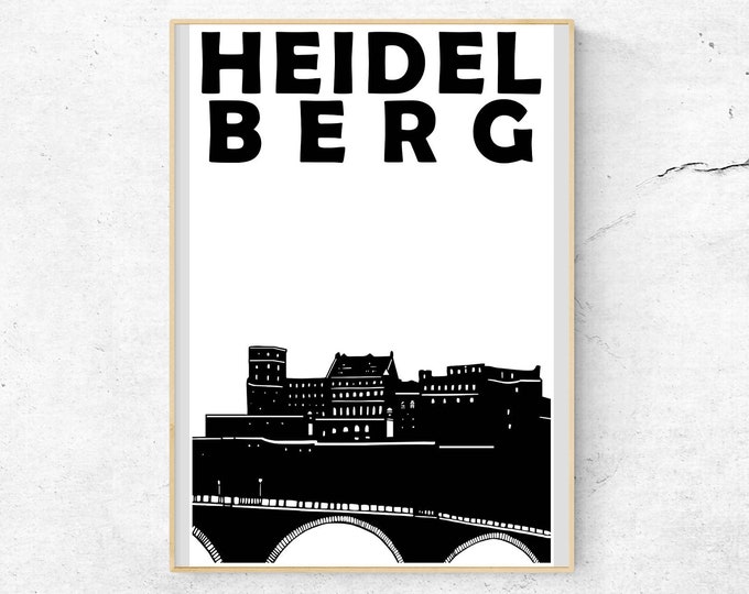 Heidelberg Print, Heidelberg Germany Print, Heidelberg Poster, Heidelberg Art, Travel Art, German Gifts, Germany Poster, Germany Wall Art