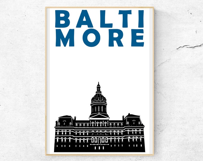 Baltimore Art Print, Baltimore Poster, Baltimore Print, Baltimore Maryland, Baltimore Gift, Baltimore Housewarming Gift for Couples