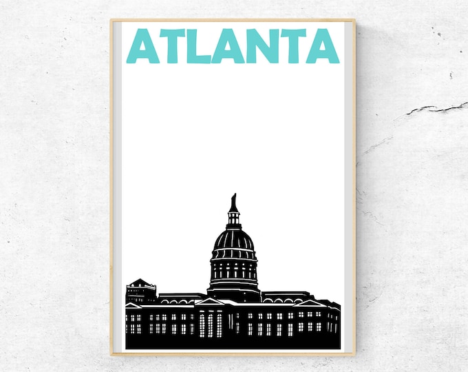 Atlanta Print, Travel Memory Print, Georgia Art Print, Atlanta Georgia Poster, Atlanta Poster, Atlanta Art, Womens Gift, Mens Gift