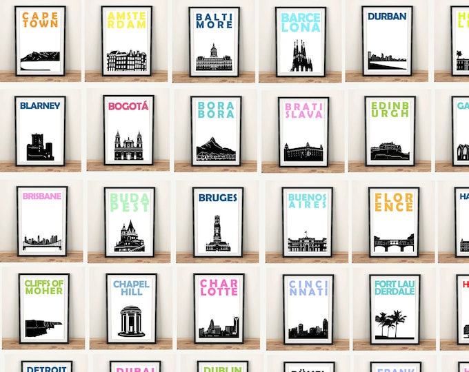 City Prints: Set of 3 Prints, Travel Memories, City Art Print, Housewarming Gift, City Wall Art, Moving in Together, Travel Poster Set