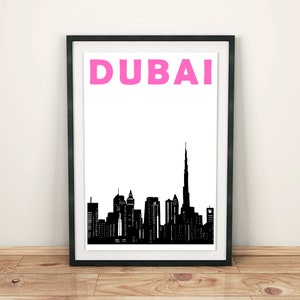 Dubai Print Skyline, Dubai Poster, Dubai Art, Dubai Skyline, Dubai Travel Print, Dubai Wall Art Poster, Dubai City Print Gift for Couples