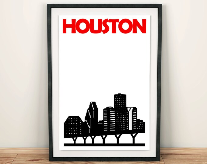 Houston Print, Houston Art, Houston TX, Houston Poster, Houston Texas Art, Houston Gift, Houston Skyline Poster, Houston TX Poster, Wall Art