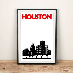 Houston Print, Houston Art, Houston TX, Houston Poster, Houston Texas Art, Houston Gift, Houston Skyline Poster, Houston TX Poster, Wall Art