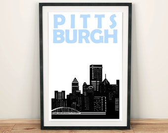 Pittsburgh Print, Pittsburgh Skyline Poster, Pittsburgh Art, Moving Away Gift, Dorm Room Decor, Pittsburgh Poster, Pittsburgh Art, Mens Gift