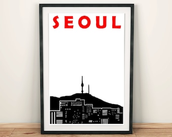 Seoul Print, Seoul Skyline, South Korean Print, Seoul Poster, Seoul Art, Korean Print, South Korea Art, South Korean Art, Seoul Wedding Gift