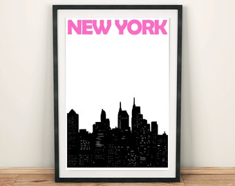 New York Print, New York City Print, New York Skyline, New York Gift, New York Poster, New York Art, Gift for Him, Gift for Her, Dorm Room