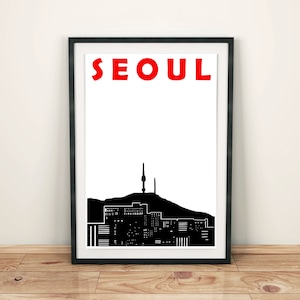 Seoul Print, Seoul Skyline, South Korean Print, Seoul Poster, Seoul Art, Korean Print, South Korea Art, South Korean Art, Seoul Wedding Gift image 1