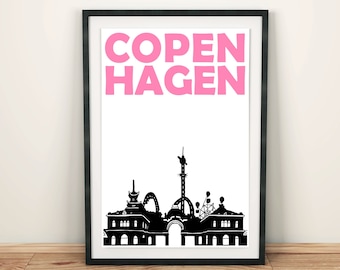 Copenhagen Print, Scandinavian Print, Travel Memory, Denmark, Copenhagen Poster, Copenhagen Art, Danish Art, Scandinavian Gift, Wedding Gift