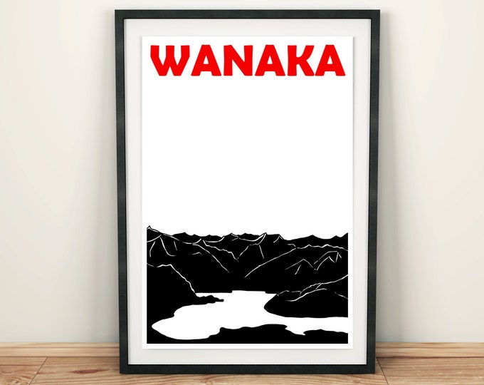 Wanaka Print, New Zealand Art, Wanaka Poster, Wedding Art Gift, New Zealand Print, Wanaka Art, Wanaka Gift, Art Gift for Women, Gift for Men