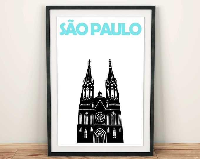 São Paulo Print, Brazil Travel Print, São Paulo Art, Brazil Poster, Sao Paulo Poster, Brazilian Art, Brazil Print, Mens Gift, Brazil Art