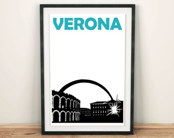 Verona Print, Italy Print, Verona Poster, Verona Art, Travel Memory Poster, Italian Gifts, Italian Art, Italy Art, Verona Decor, City Print