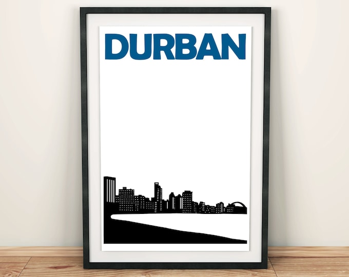 Durban City Print, South Africa Travel, African Art, Durban Poster, Durban Art, Durban Print, South African Print, Gift for him, Travel Gift