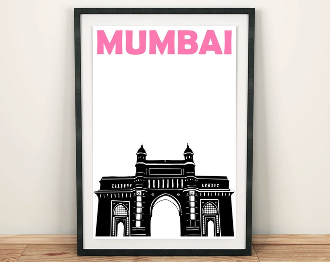 Mumbai Print, Indian Art Poster, Mumbai Poster, India Travel Poster, Mumbai Art, India Print, Mumbai Wall Art, India Wall Art, Bombay Print