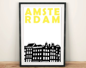 Amsterdam Print, Netherlands Art Print, Gift for Men, Amsterdam Poster, Amsterdam Art, Amsterdam Travel Print, Amsterdam Wedding Gift