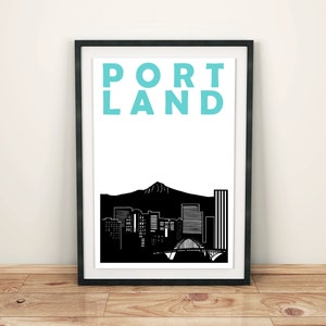 Portland Print, Moving in Together, Dorm Room Decor, Oregon Print, Portland Art, Portland Poster, Portland Skyline, Portland Gift, Mens Gift