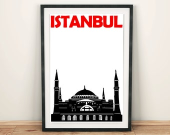 Istanbul Print, Travel Memory Print, Istanbul Art, Istanbul Poster, City Print, Mens Gift, Turkey Print, Housewarming Gift for a Couple