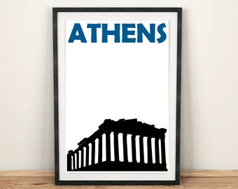 Athens Print, Greece Poster, Athens Greece, Athens Poster, Athens Art, Greek Art, Greek Poster, Greek Print, Greece Travel Poster, Wall Art