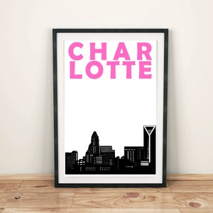 Charlotte NC Skyline Print, Charlotte Poster, Charlotte NC Art, Moving Away Gift, North Carolina Art, Charlotte NC Print, Charlotte Wall Art