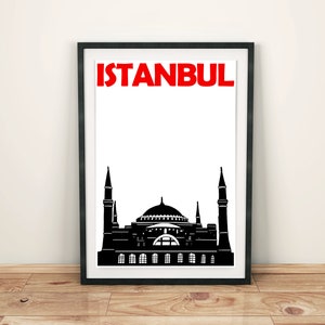 Istanbul print, reizen geheugen afdrukken, Istanbul kunst, Istanbul poster, stad print, mens gift, Turkije print, Inwijdingsfeest cadeau voor een paar afbeelding 1