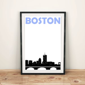 Boston Print, Boston Skyline, Housewarming Gift, Boston Art, Boston Poster, Boston Wall Art, Dorm Room Print Decor, Skyline Print, Mens Gift image 1