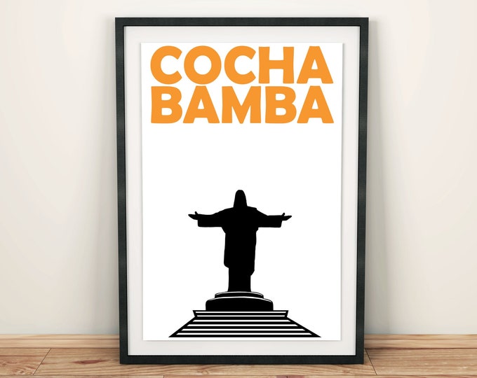 Cochabamba Poster, Bolivia Poster, Travel Poster Bolivia, Cochabamba Print, Cochabamba Art, Cochabamba Bolivia Art, Bolivia Print