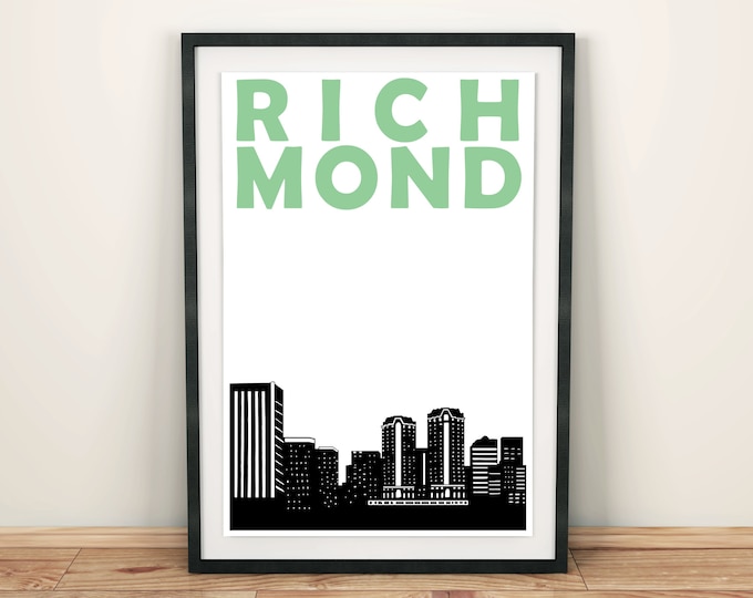 Richmond Print, Richmond VA, Richmond Poster, Richmond Virginia Print, Richmond Virginia Art Print, Richmond Wall Art, Richmond Skyline Art