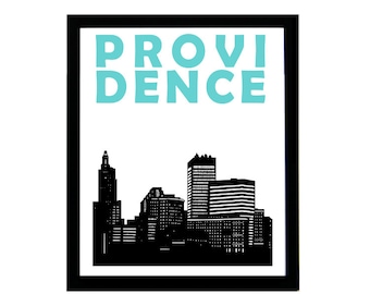 Providence Print, Providence RI, Rhode Island Art, Providence Skyline, Providence Poster, Providence Art, Providence Rhode Island Poster