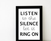 Joy Division Poster Listen to the silence, let it ring on (Transmission Song Lyric), Ian Curtis, Joy Division Lyrics, Gift for Music Lover