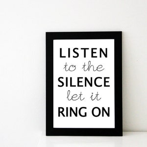 Joy Division Poster: Listen to the silence, let it ring on (Transmission Song Lyric), Ian Curtis, Joy Division Lyrics, Gift for Music Lover