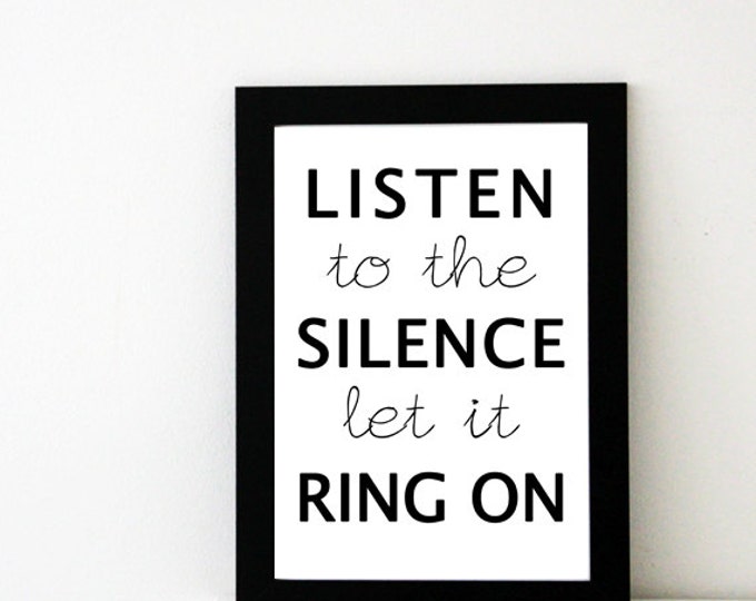 Joy Division Poster: Listen to the silence, let it ring on (Transmission Song Lyric), Ian Curtis, Joy Division Lyrics, Gift for Music Lover