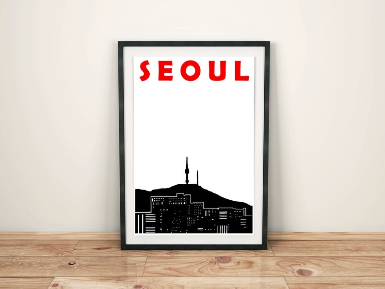 Seoul Print, Seoul Skyline, South Korean Print, Seoul Poster, Seoul Art, Korean Print, South Korea Art, South Korean Art, Seoul Wedding Gift image 1