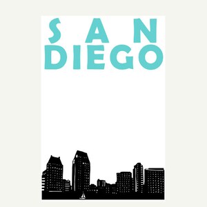 San Diego Print, California Print, California Art, San Diego Poster, San Diego Art, California Poster, San Diego Skyline, Dorm Room Decor image 3