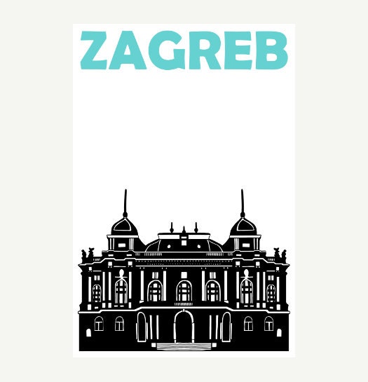 Zagreb Poster, Croatia Art, Zagreb Print, Croatia Print, Zagreb Art