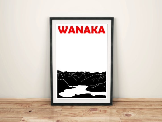 Wanaka Print, New Zealand Art, Wanaka Poster, Wedding Art Gift, New Zealand Print, Wanaka Art, Wanaka Gift, Art Gift for Women, Gift for Men