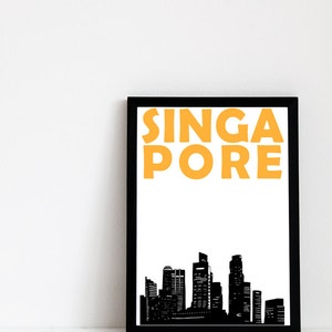 Singapore Print, Singapore Skyline, Singapore Art, Singapore Poster, Travel Memory Print, Best Friend Gift, Brother Gift, Sister Gift image 2